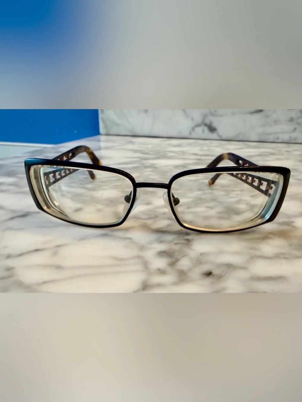 Dana Buchman Eyeglasses Frames Delta Black Titanium Crosses Tortoise 52-18-135